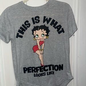 Disney Gray Betty Boop Graphic Tee with Red Accent